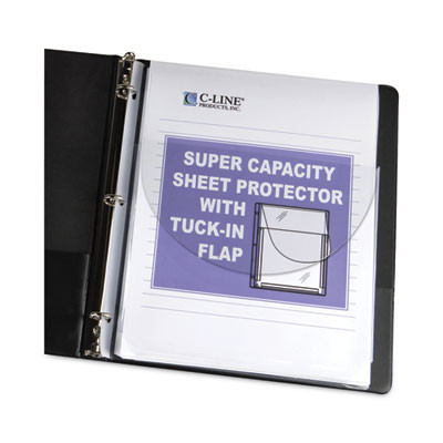 Super Capacity Sheet Protectors With Tuck-In Flap, Super Heavy-Duty, Side: 3-Hole Punched, 8.5 x 11 Insert, Clear, 10/Pack