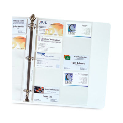 Business Card Binder Pages, For 2 X 3.5 Cards, Clear, 20 Cards/Sheet, 10 Sheets/Pack