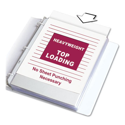 Polypropylene Sheet Protectors, Heavy-Duty, Side: 3-Hole Punched, Top Load 8.5 x 11 Insert, Clear Front, 100/Box