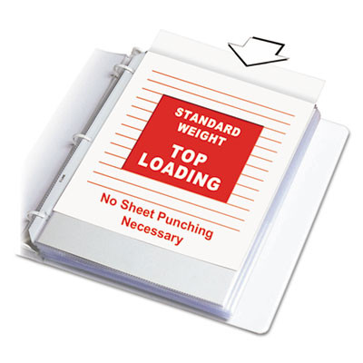 Standard Weight Polypropylene Sheet Protectors, Medium-Duty, Side: 3-Hole Punched, Top Load 8.5 x 11 Insert, Clear, 100/Box