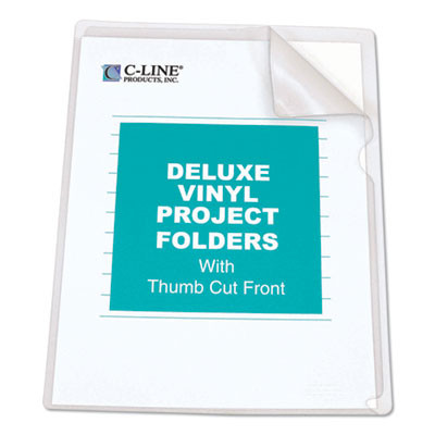 Deluxe Vinyl Project Folders, Letter Size, Clear, 50/Box