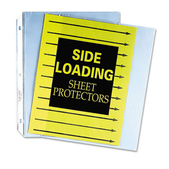 Side Loading Polypropylene Sheet Protectors, Heavy-Duty, Side: 3-Hole Punched, Side Load 8.5 x 11 Insert, Clear Front, 50/Box