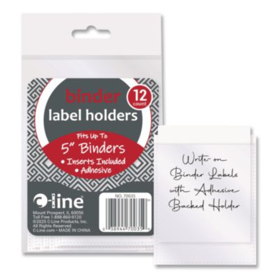 Self-Adhesive Ring Binder Label Holders, Top Load, 2.25 x 3.63, Clear, 12/Pack