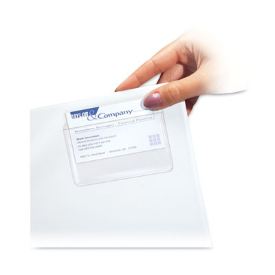 Self-Adhesive Business Card Holders, Top Load, 2 x 3.5, Clear, 10/Pack