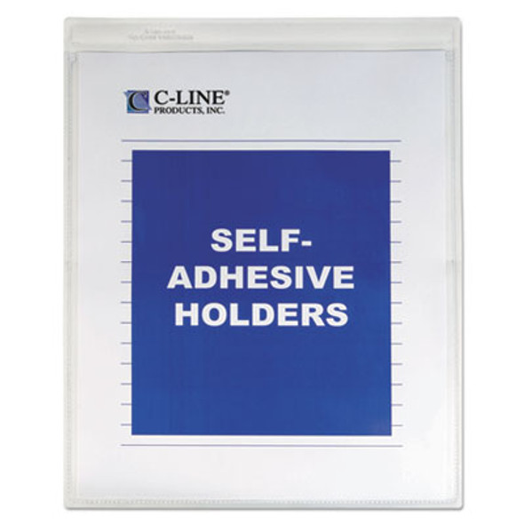 Self-Adhesive Poly Shop Ticket Holders, Super Heavy-Duty, Top Load 9 x 12 Insert, Clear Front, 50/Box