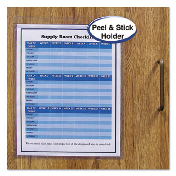 Self-Adhesive Poly Shop Ticket Holders, Super Heavy-Duty, Top Load 9 x 12 Insert, Clear Front, 50/Box