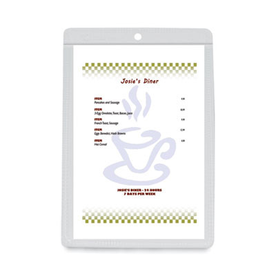 Clear Vinyl Shop Ticket Holders, Super Heavy-Duty, Top Load 5 x 8 Insert, Clear Front, 50/Box