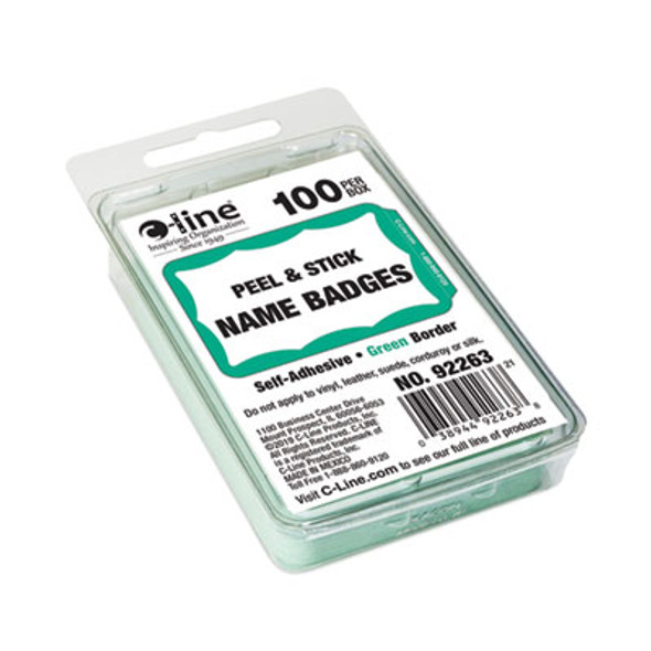 Self-Adhesive Name Badges, 3.5 X 2.25, Green, 100/Box