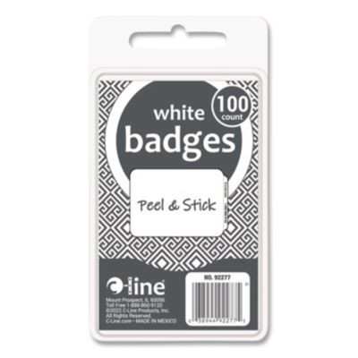 Self-Adhesive Name Badges, 3.5 X 2.25, White, 100/Box