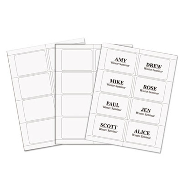 Laser Printer Name Badges, 3 3/8 X 2 1/3, White, 200/Box