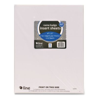 Name Badge Inserts, 4 X 3, White, 60/Pack