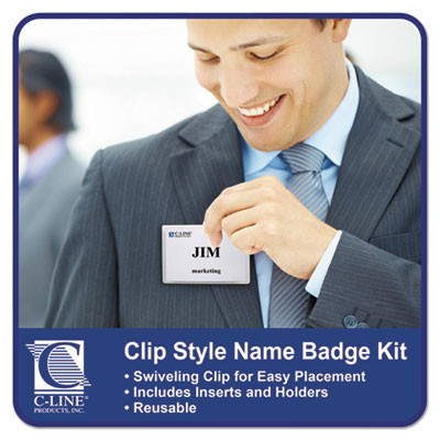 Name Badge Kits, Top Load, 4 X 3, Clear, 50/Box