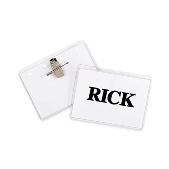 Name Badge Kits, Top Load, 3 1/2 X 2 1/4, Clear, Combo Clip/Pin, 50/Box