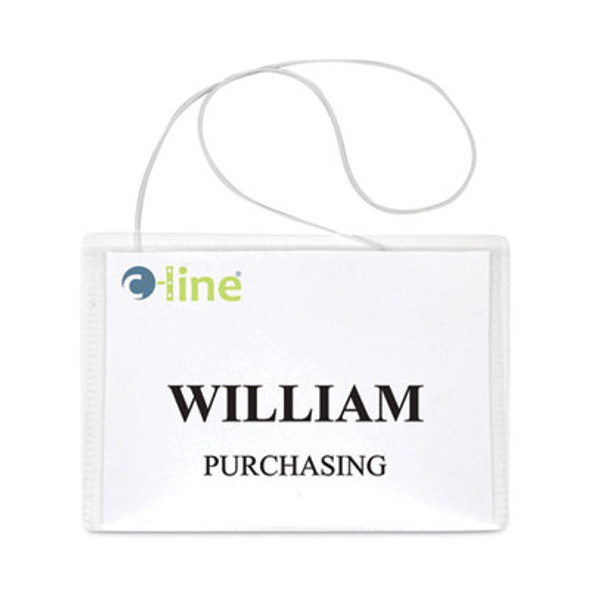 Name Badge Kits, Top Load, 4 X 3, Clear, Elastic Cord, 50/Box
