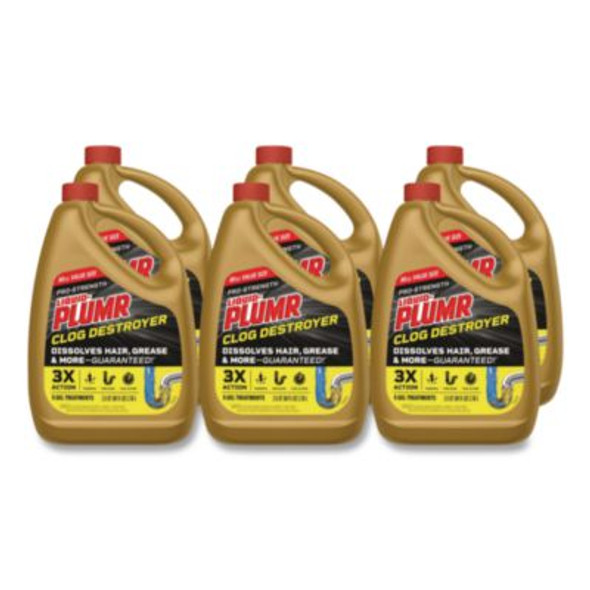 Pro-Strength Full Clog Destroyer Plus Pipeguard, Gel, 80 Oz, 6/Carton