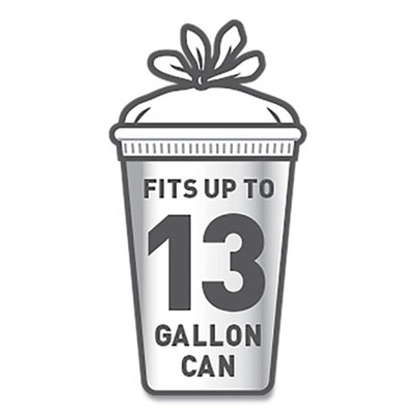 Tall Kitchen Quick-Tie Bags, Tie-Flap, 13 Gal, 23.75" x 28", White, 200/Box