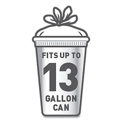 Tall Kitchen Quick-Tie Bags, Tie-Flap, 13 Gal, 23.75" x 28", White, 200/Box