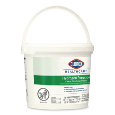 Hydrogen Peroxide Cleaner Disinfectant Wipes, 12 x 11, Unscented, White, 185/Bucket, 2 Buckets/Carton