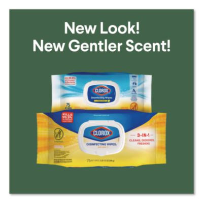 Disinfecting Cleaning Wipes, Flex Pack, 1-Ply, 8 x 7, Lemon Scent, White, 75 Towels/Box