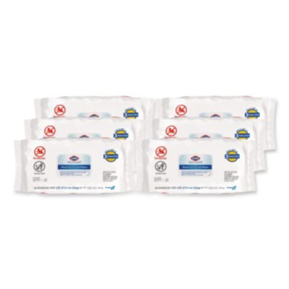 Bleach Germicidal Wipes, Disinfectant Wipes, 1-Ply, 6.75 x 9, Unscented, White, 100 Wipes/Flex-Pack, 6 Flex-Packs/Carton