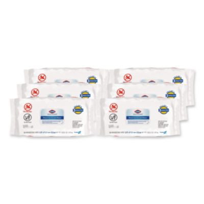 Bleach Germicidal Wipes, Disinfectant Wipes, 1-Ply, 6.75 x 9, Unscented, White, 100 Wipes/Flex-Pack, 6 Flex-Packs/Carton