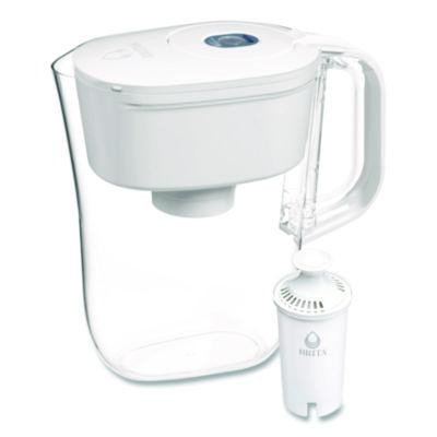 Small 6-Cup Water Filter Pitcher With 1 Standard Filter, Denali, White, 2/Carton