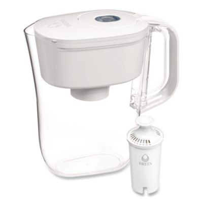 Small 6-Cup Water Filter Pitcher With 1 Standard Filter, Denali, White, 2/Carton