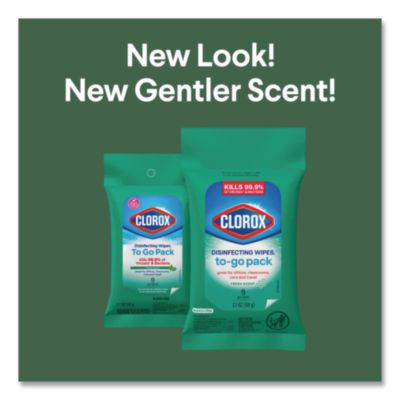 Disinfecting Wipes, On The Go Bleach Free Travel Wipes, 1-Ply, 6.53 x 2.79, Fresh Scent, White, 9/Pack, 24 Packs/Carton