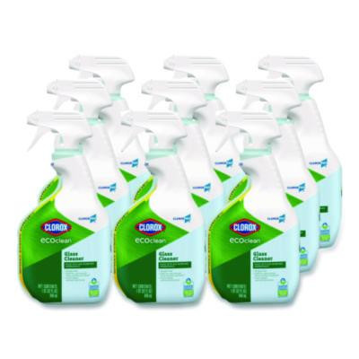 Clorox Pro Ecoclean Glass Cleaner, Unscented, 32 Oz Spray Bottle, 9/Carton