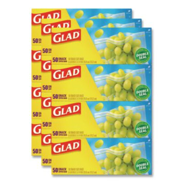 Zipper Food Storage Plastic Bags, Snack Size, 3.25 x 6.63 x 9.31, Clear, 50 Bags/Box, 12 Boxes/Carton