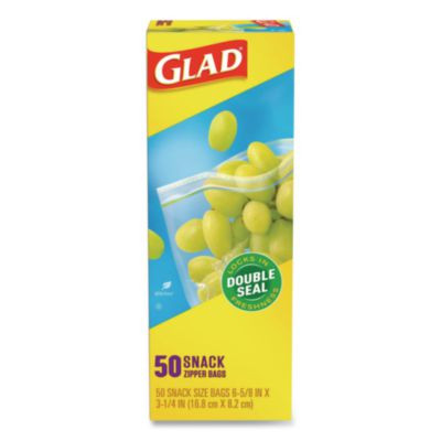 Zipper Food Storage Plastic Bags, Snack Size, 3.25 x 6.63 x 9.31, Clear, 50 Bags/Box, 12 Boxes/Carton