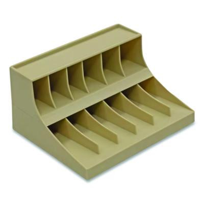 Coin Wrapper And Bill Strap Two-Tier Rack, 11 Compartments, 9.38" x 8.13" x 4.63", Pebble Beige