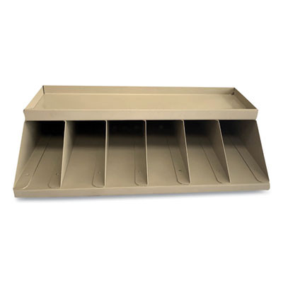 Coin Wrapper And Bill Strap Single-Tier Rack, 6 Compartments, 10" x 8.5" x 3", Pebble Beige