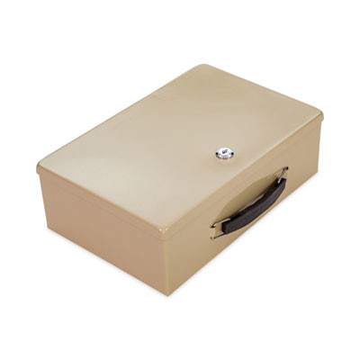 Heavy Duty Fire Retardant Box, 1 Compartment, Key Lock, 12.75" x 8.25" x 4", Sand