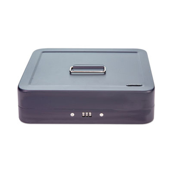 Cash Box With Combination Lock, 6 Compartments, 11.8 x 9.5 x 3.2, Charcoal