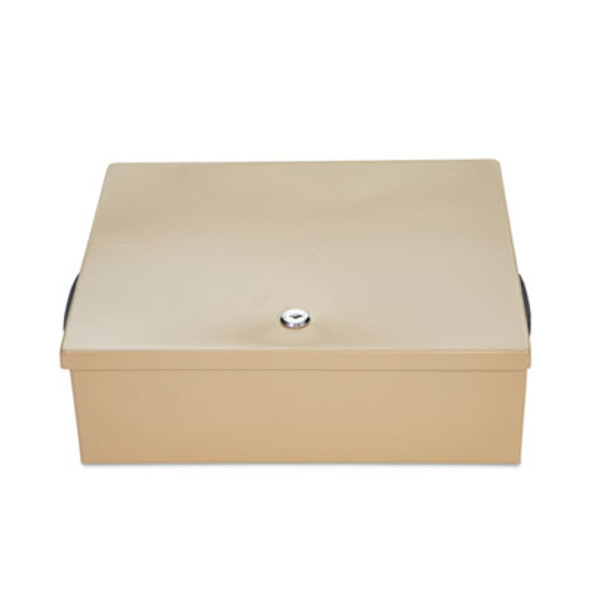 Jumbo Locking Cash Box, 1 Compartment, Key Lock, 14.38" x 11" x 4.13", Sand