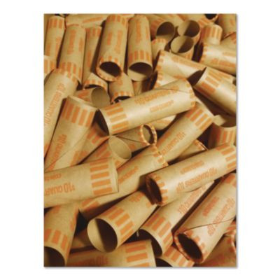 Gunshell Crimped-End Coin Wrapper, Quarters, Orange/Kraft, 1,000/Pack