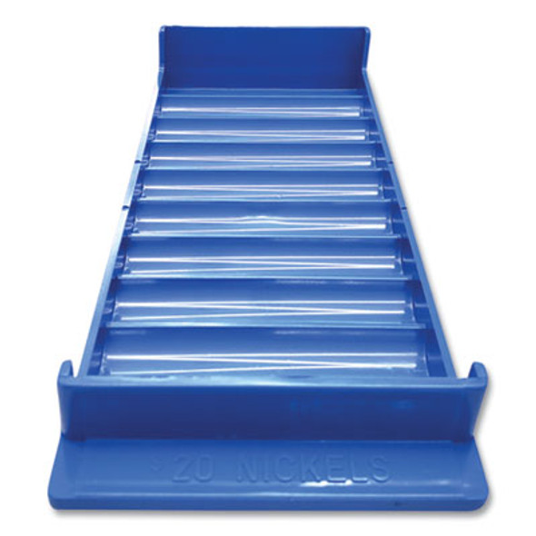 Stackable Plastic Coin Tray, 10 Compartments, Stackable, 3.75 X 10.5 X 1.5, Blue, 2/Pack
