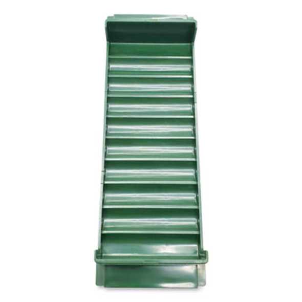 Stackable Plastic Coin Tray, Accommodates $50 In Dimes, 3.75" x 11.5" x 1.5", Green, 2/Pack