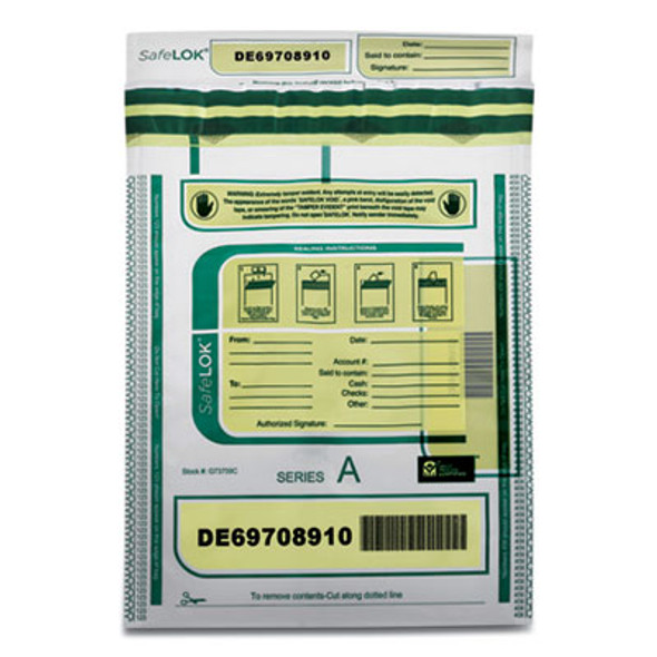 Deposit Bag, Plastic, 9" x 12", Clear, 100/Pack