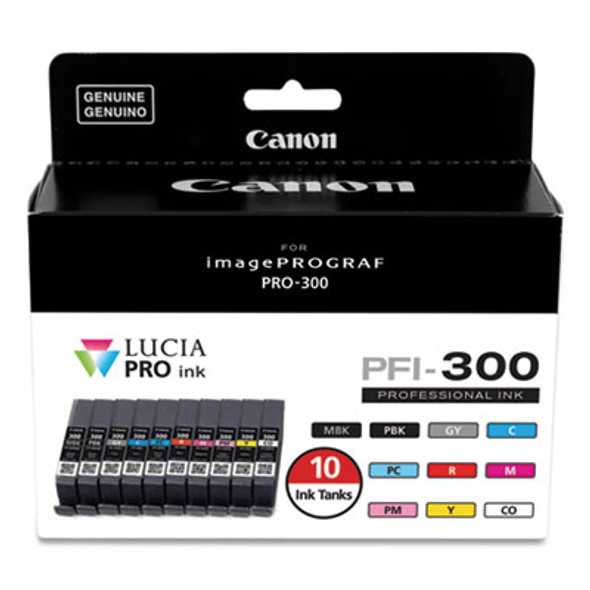 4192c007 (Pfi-300) Ink, Matte Black/Photo Black/Gray/Cyan/Photo Cyan/Red/Magenta/Photo Magenta/Yellow/Co, 10/Pack