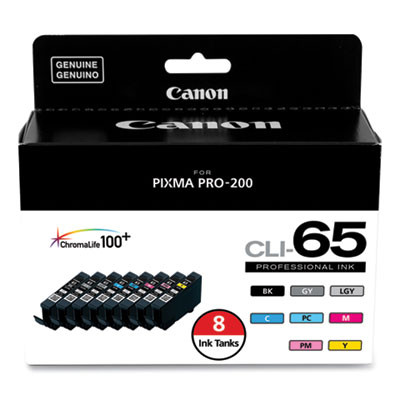4215c007 (Cli-65) Ink, Black/Cyan/Gray/Light Gray/Magenta/Photo Cyan/Photo Magenta/Yellow, 8/Pack