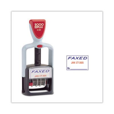 Model S 360 Two-Color Message Dater, 1.75 X 1, "Faxed," Self-Inking, Blue/Red