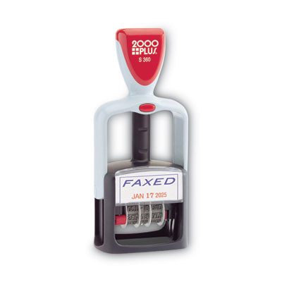 Model S 360 Two-Color Message Dater, 1.75 X 1, "Faxed," Self-Inking, Blue/Red