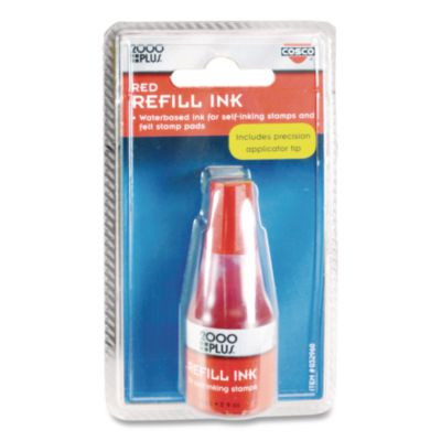 Self-Inking Refill Ink, 0.9 Oz. Bottle, Red