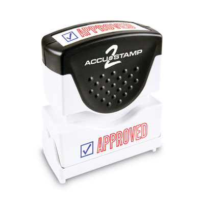Pre-Inked Shutter Stamp, Red/Blue, Approved, 1.63 x 0.5