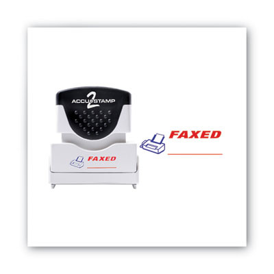 Pre-Inked Shutter Stamp, Red/Blue, Faxed, 1.63 x 0.5
