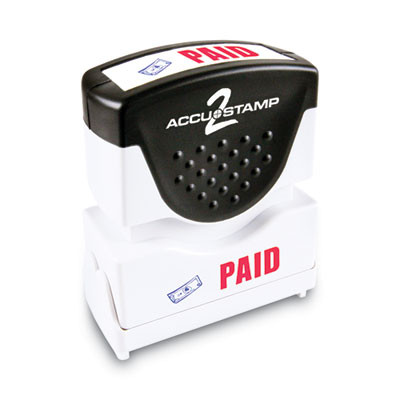 Pre-Inked Shutter Stamp With Microban, Red/Blue, Paid, 1.63 x 0.5