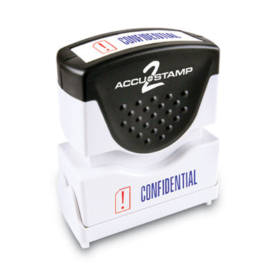 Pre-Inked Shutter Stamp, Red/Blue, Confidential, 1.63 x 0.5