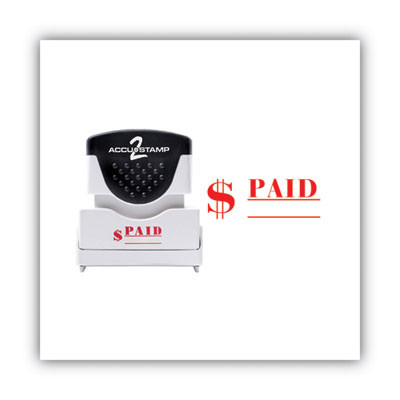 Pre-Inked Shutter Stamp, Red, Paid, 1.63 x 0.5